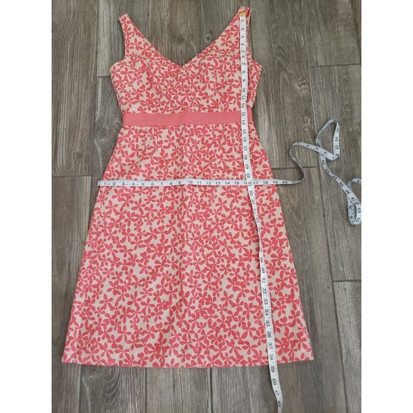 J.Crew Linen/Cotton Blend with Pink Casual Dress Size 6 with Bow - Picture 3 of 9